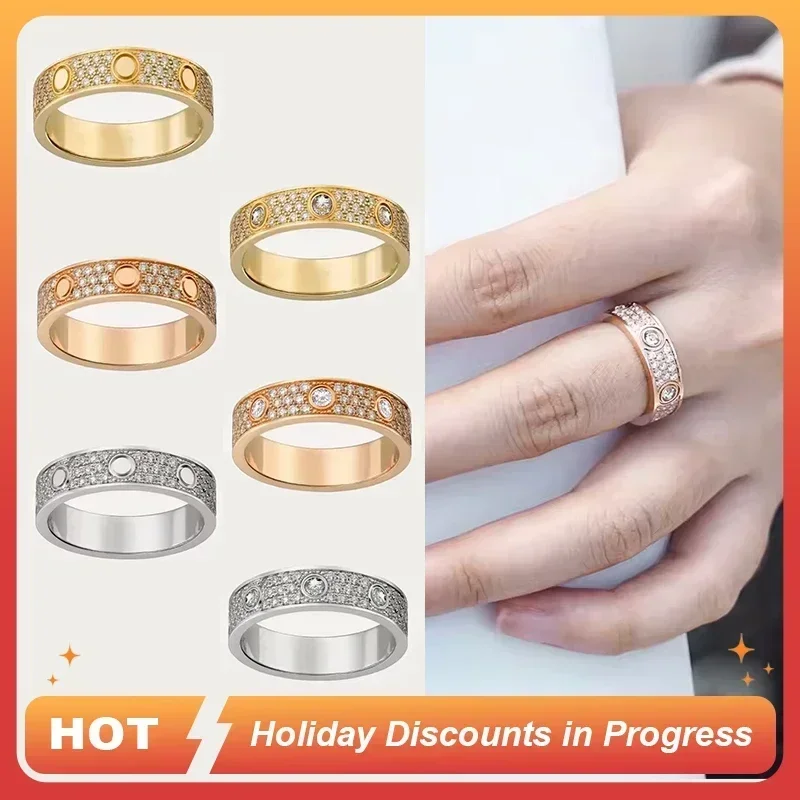 

2025 New in 925 Silver All Zircon Set Rings for Women Men Luxury Couple Love Ring Jewelry Party Gift