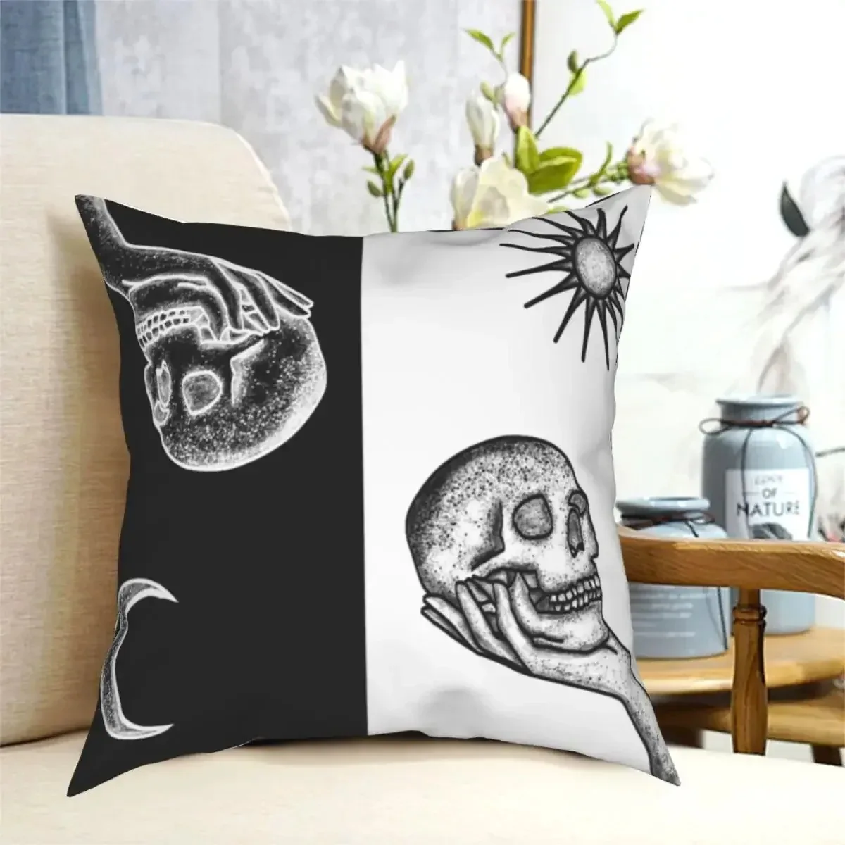 

Black White Cushion Cover Nordic Letter Pillowcase Decorative Throw Pillow Case for Sofa Living Room Home Decor Peach Skin 40x40