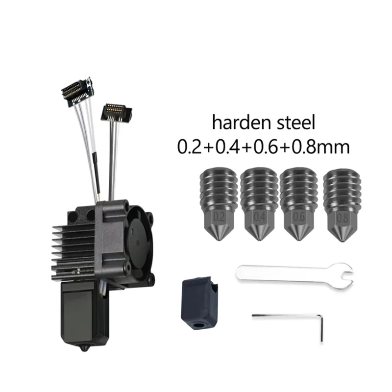 QWE-Bambu Lab P1P P1 3Dプリンター用プリントヘッド、硬化鋼ノズル付きホットエンドキット、冷却ファン付きV2.0 3Dプリント部品