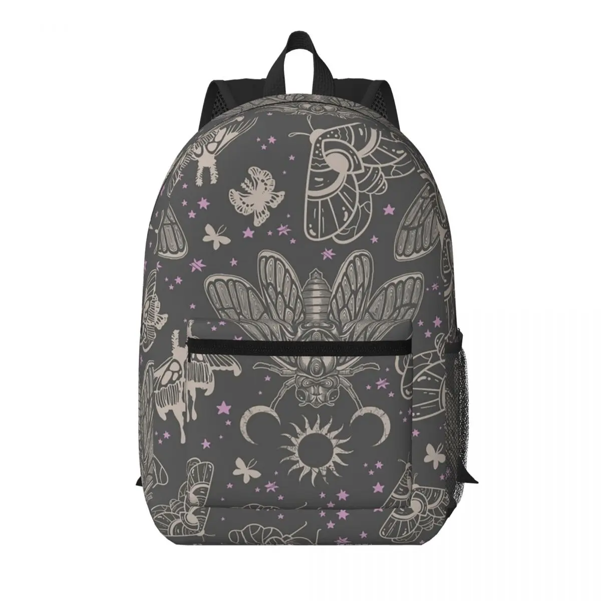 Esoteric Cicada And Moth Witchy Celestial Sun Moon Pattern Backpack School Bag Hiking Travel Daypack Bookbag Shoulder Bags