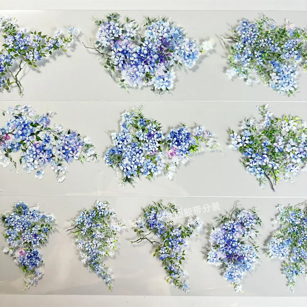 

Journal Washi Pet Tape A575 Blue Jasmine Zero Blue Flower Branch Ancient PET Scrapbooking Collage Sticker Card Making