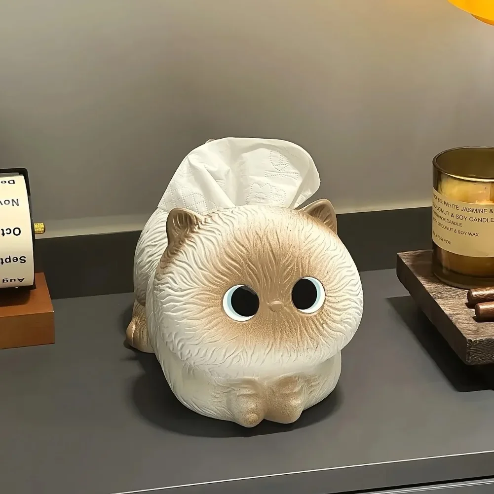 Cute Tissue Box Cartoon Cat Napkin Holder Creative Ceramic Towel Boxs Wet Tissue Case Desktop Toilet Towel Organizer Dispenser