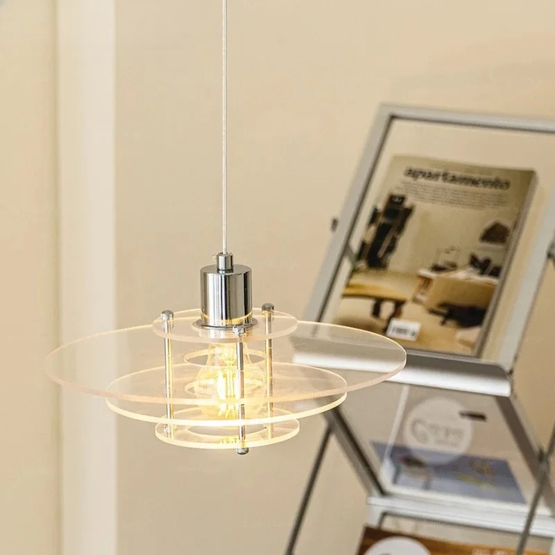 Vintage Simplicity Acrylic Pendant Lights Micro-sized Round Shaped Lamps for Restaurant Cafe Hall Bedroom Chandeliers Luminaires