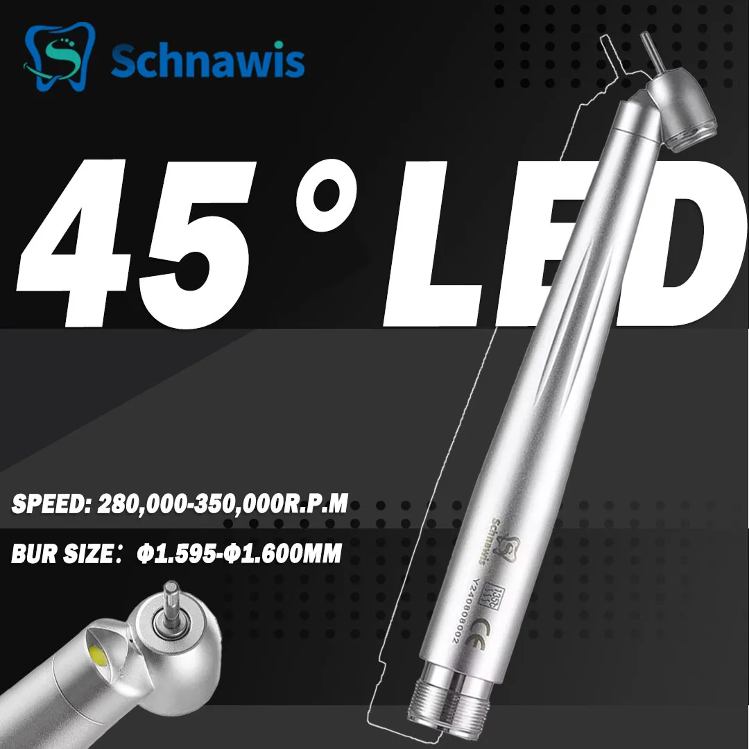 Dental 45 Degree LED High Speed Handpiece E-generator Integrated Push Button Handpiece Single Water Spray With LED Light M600LG