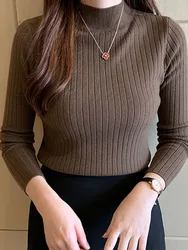ITOOLIN Winter Women Cashmere Sweater Semi-Turtleneck Sweaters Mockneck Pullovers Solid T-Shirts Autumn Slim Soft Knit Jumpers