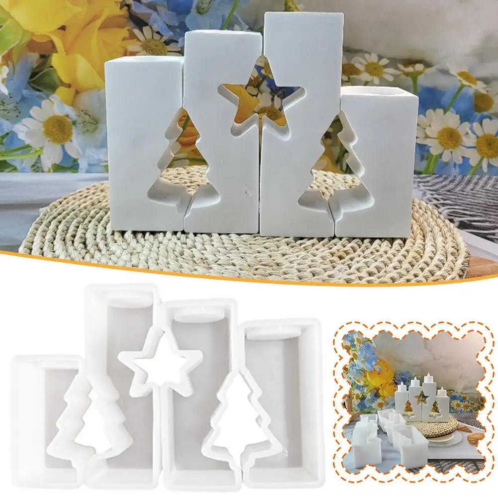 Christmas Tree Acrylic Tea Wax Box Christmas Tree Tea Decor Silicone Mold Mold Plaster Functional Holder DIY Candle D3W9