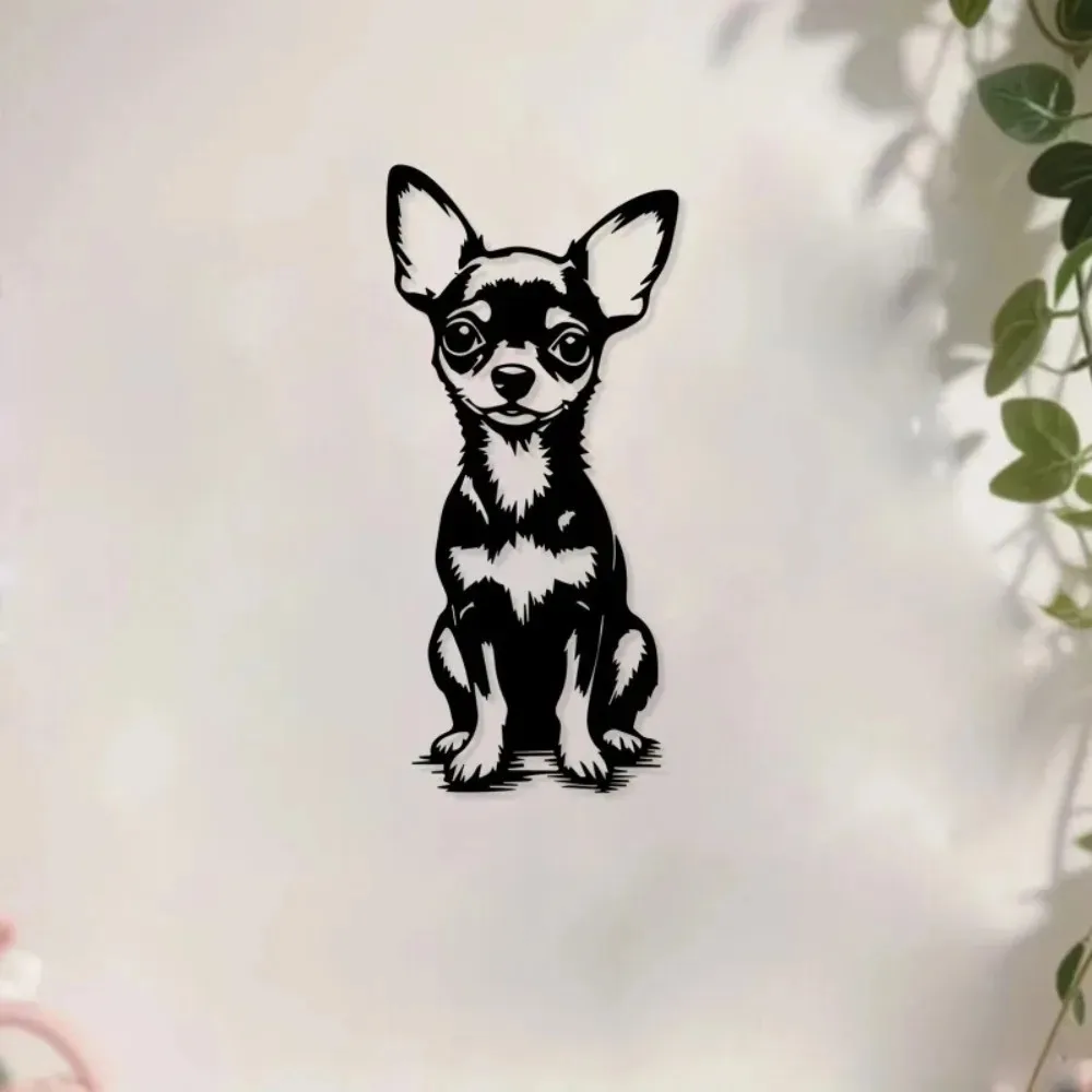 Aluminum Chihuahua Wall Art Metal Dog Decor, Rustproof Hanging Sign for Home Garden Fence, Christmas Easter Gift for Dog Lovers
