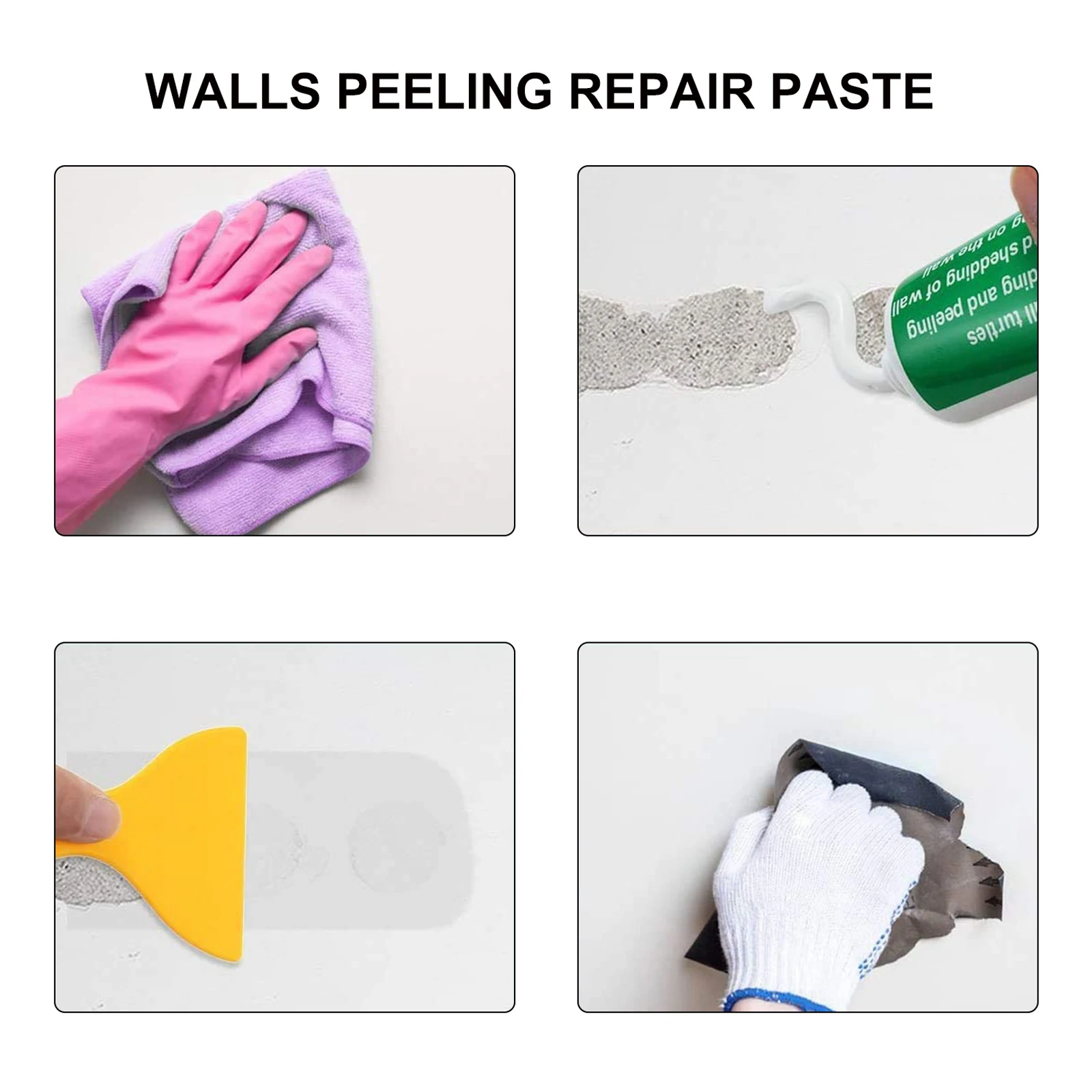 

Wall Repair Kit White Latex Paste Tool Set Home Use Scrub Resistant Weathering Effect Walls Peeling Gap Repair