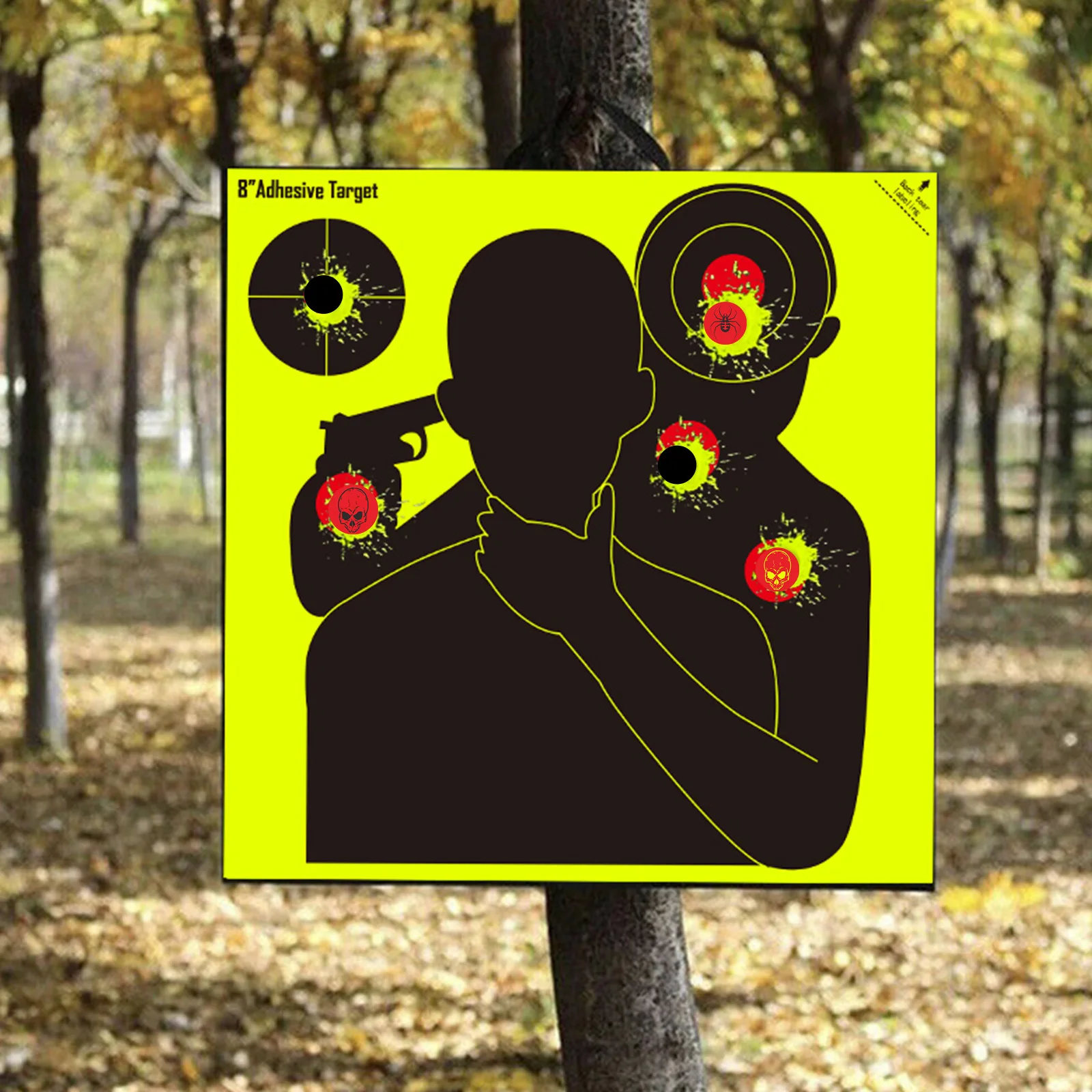 5Pcs Self-Adhesive Target Practice Stickers, 8x8 Inch, Easy Peel & Stick for Shooting Training, Airsoft, Rifle, Marksmanship