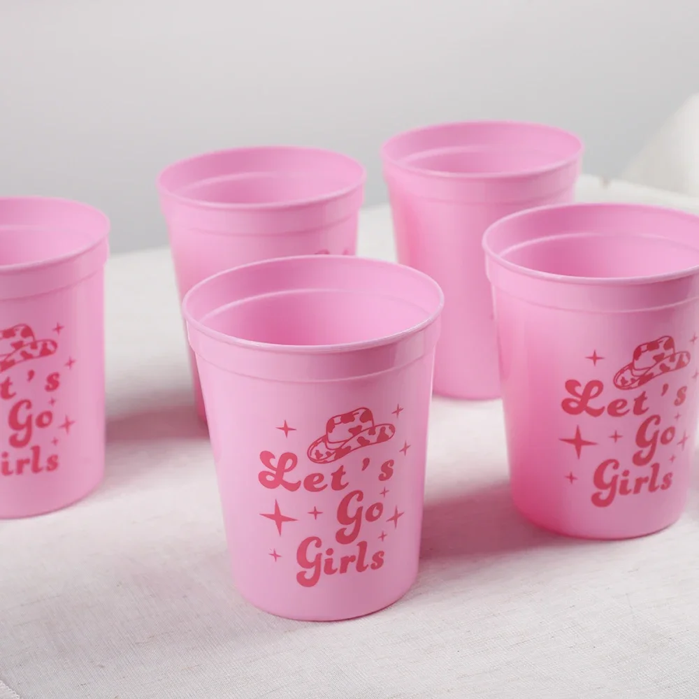 5Pcs Western Cowgirl Let’s Go Girls Reusable Cups for Bachelorette Party Birthday Bridal Shower Team Wedding Party Decoration