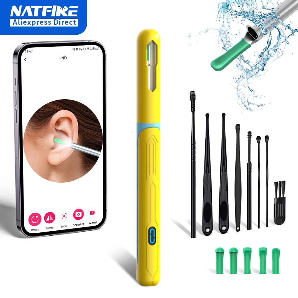 Ear Wax Removal with Camera Type C Charging Wireless Ear Cleaner with 8 pcs Ear Cleaning Kit for iPhone, Android Smart Phones