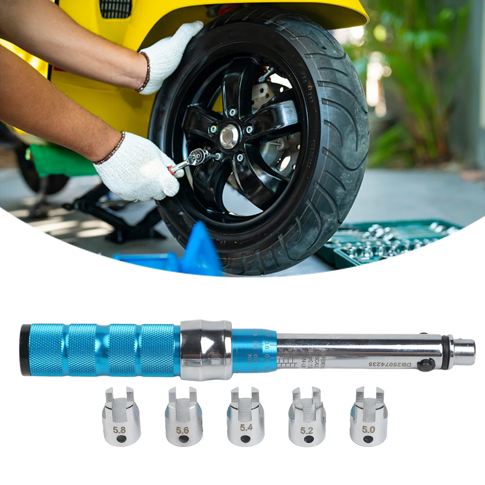 Spoke Torque Wrench for Motorcycles and Dirt Bikes 210 NM with 10 Interchangeable Heads for Accurate Torque Settings