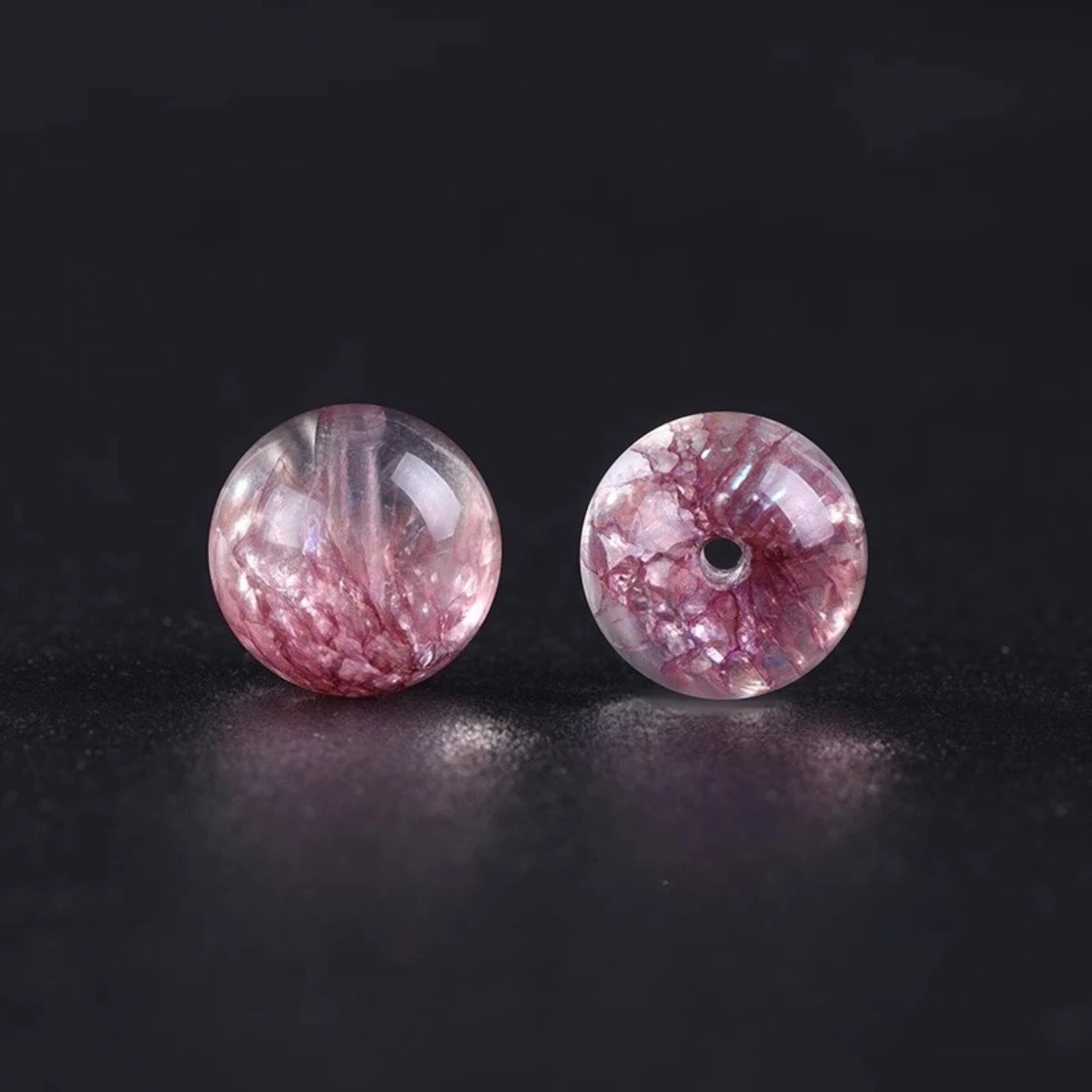 10pcs 8mm Light Purple Natural Super Seven Crystal Beads Smooth Polished Round Not Dyed Not Enhanced