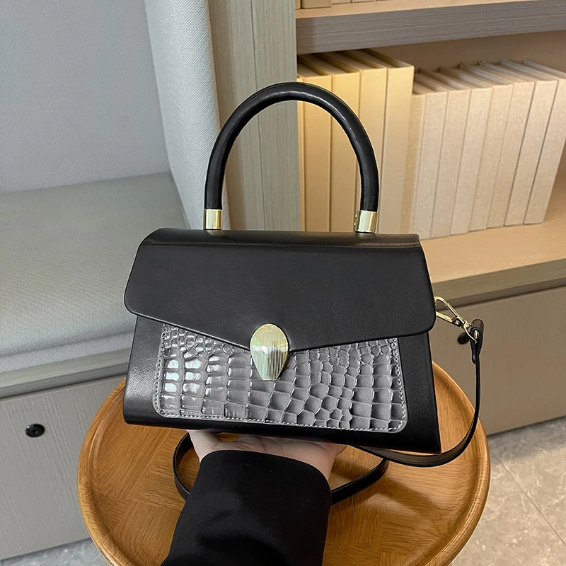 Luxury Black Handbag Classic Women Bag 2024 New Designer Shoulder Bag High Quality Solid Pu Leather Crossbody Small Square Bag