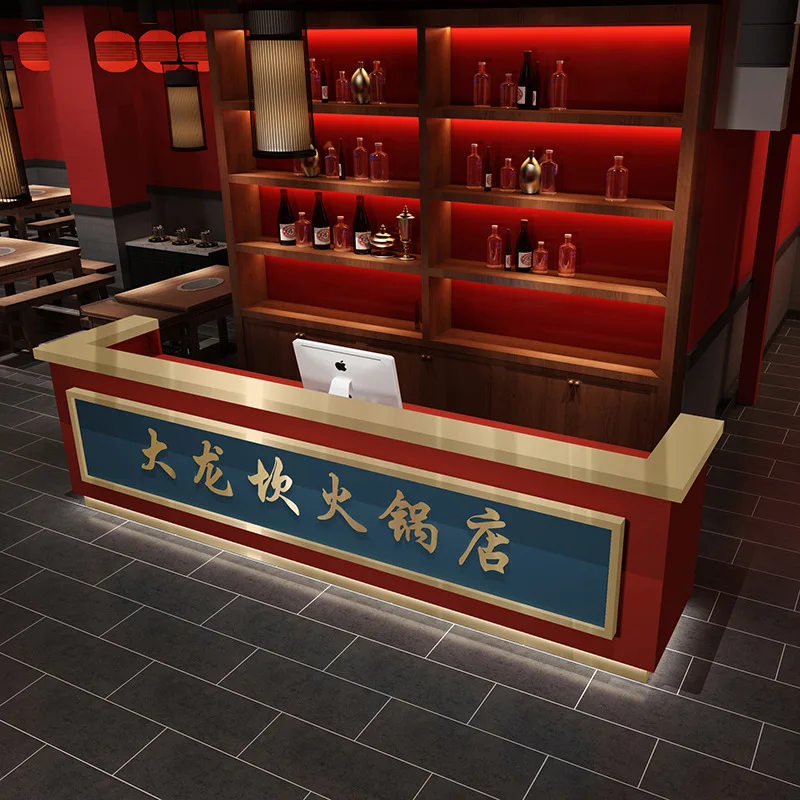 Konter Kasir Baja Tahan Karat Restoran Bergaya Cina Baru Konter Kasir Barbekyu Furnitur Sederhana dan Modis Cajero JT40C