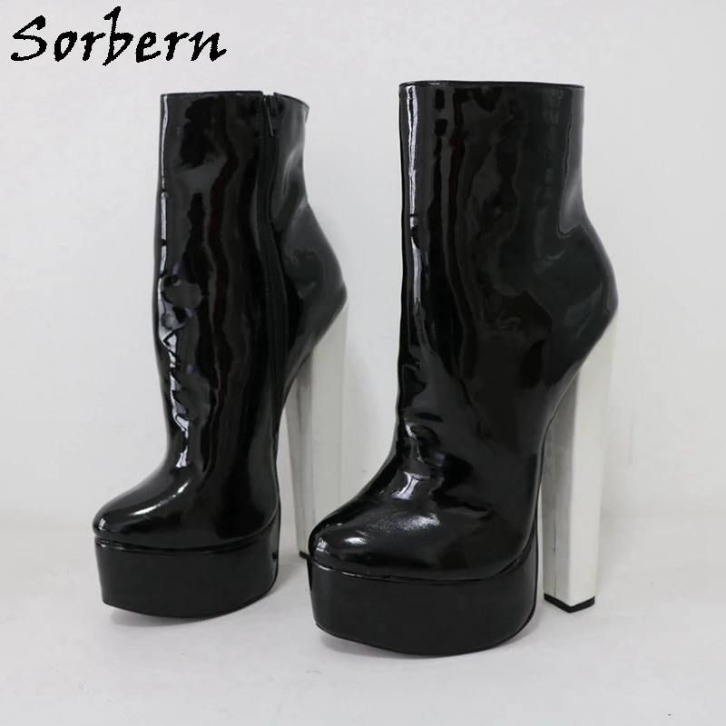 Sorbern 20cm Platform Ankle Boots Unisex Black 4