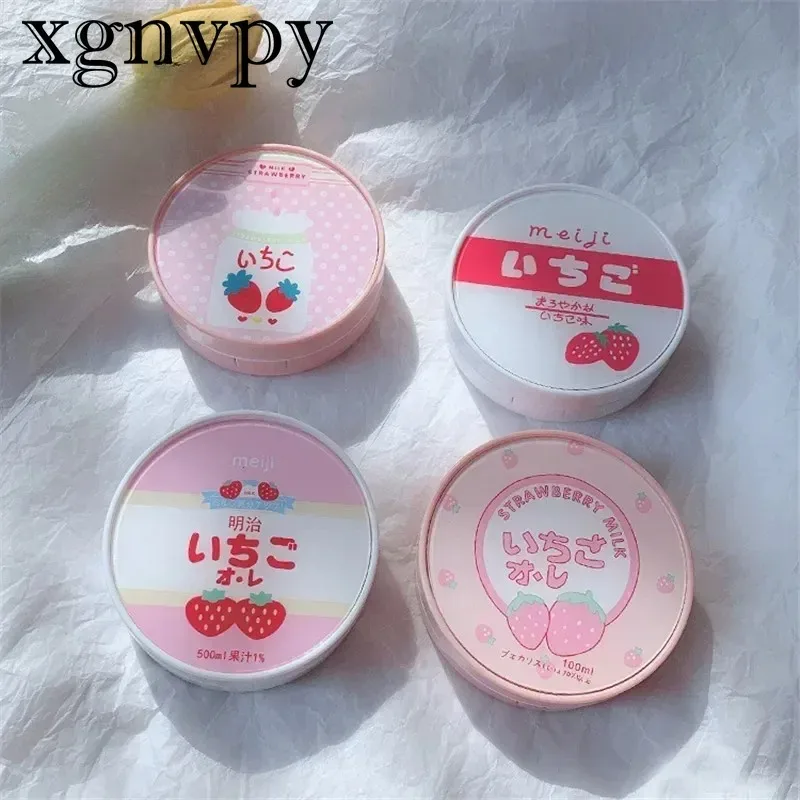 xgnvpy Contact Lens Box Japanese Text Cute Pink Strawberry Contact Lens Box Invisible Companion Box Dual Box Care Box