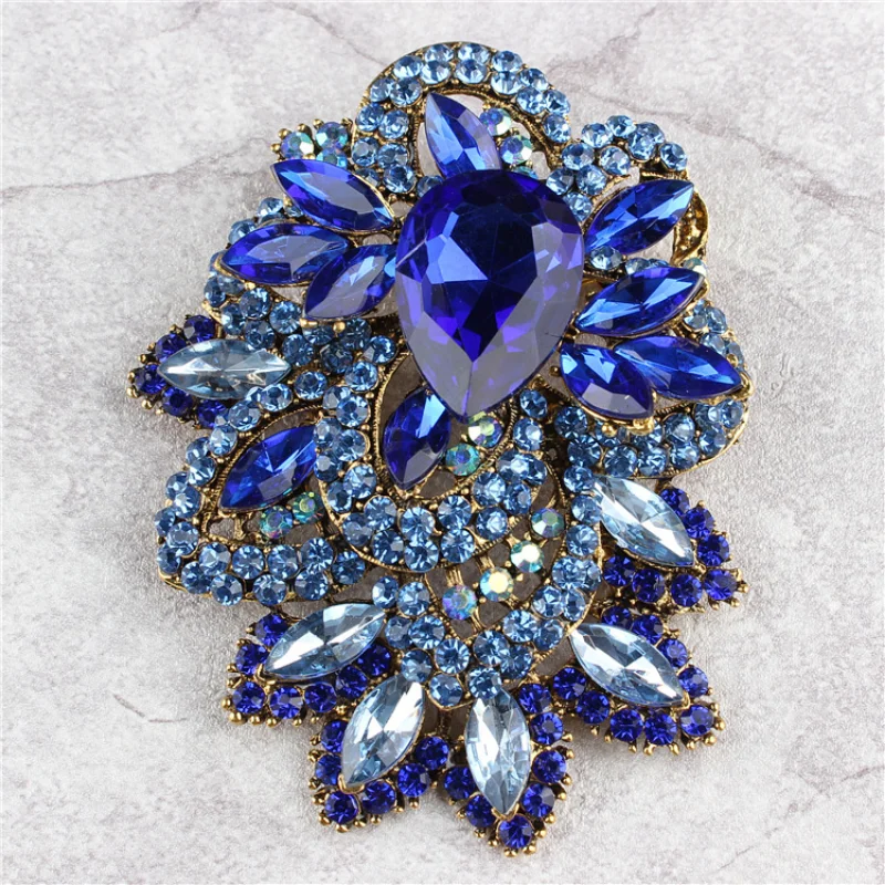 SKEDS Luxury Large Rhinestone Big Brooches Pins For Women Shiny Boutique Decoration Badges Party Banquet Dress Pin Brooch Gift