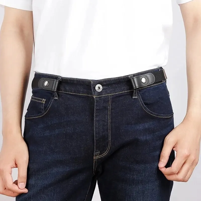 Ceinture élastique extensible réglable, 2 pièces, ceinture Invisible sans boucle pour femmes et hommes, pantalon en Jean, robe sans boucle, facile à porter