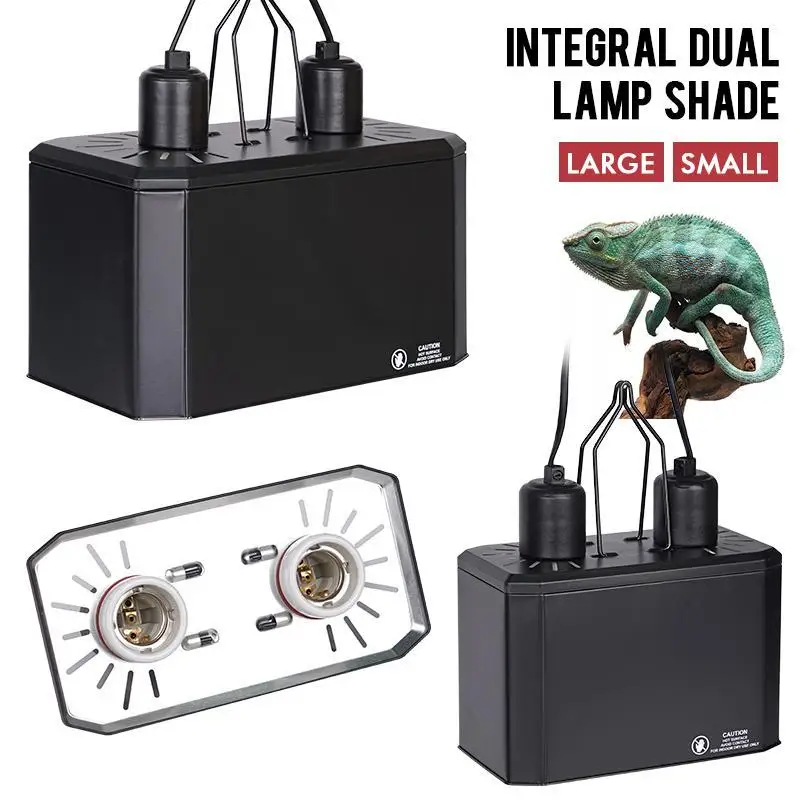 

Reptile Dual Lampshade UVB Ceramic Lamp Head Turtle Breeding Box Heating Light Lampshade Amphibians Lighting Supplies
