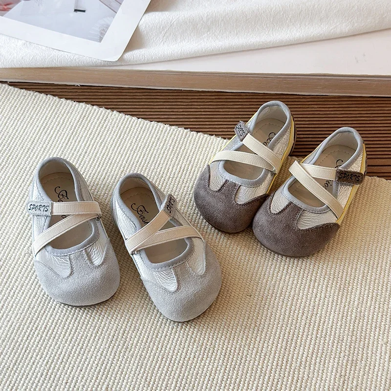 Mädchen Casual Mary Jane Sneaker, Ballerinas mit gekreuzten elastischen Riemen, leichte Weichsohlen-Wanderschuhe für Mädchen Frühling Herbst – Detail 4