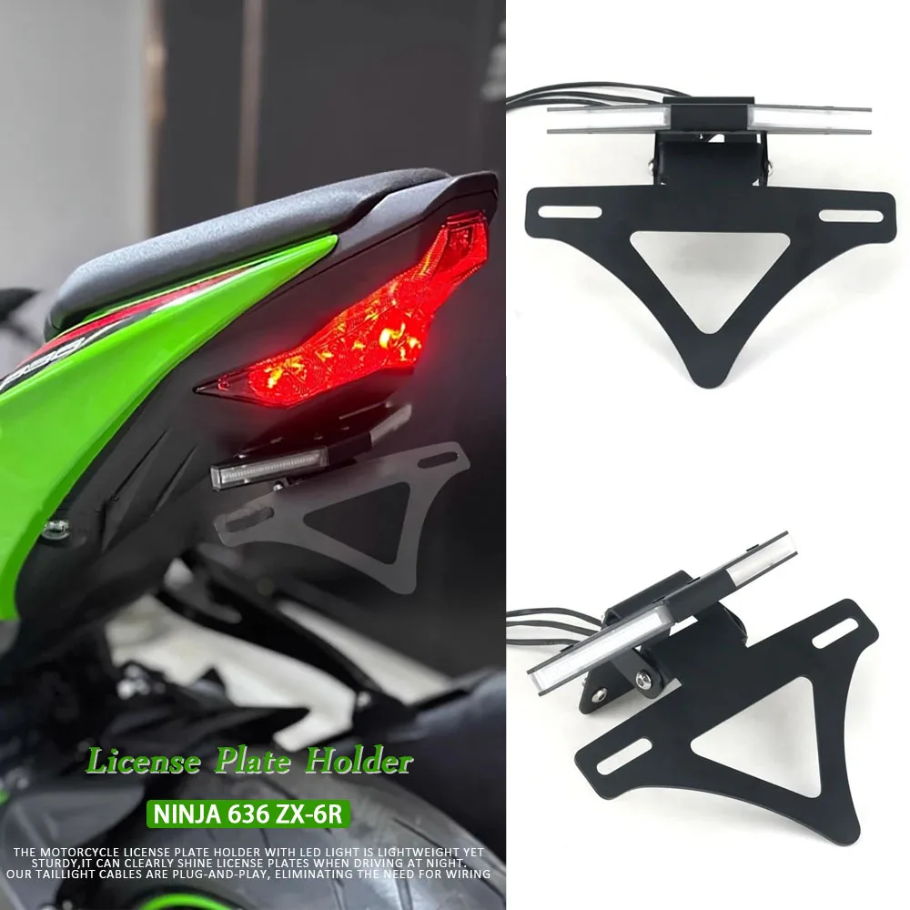 

ZX6R License Plate Holder Motorcycle Tail Tidy Rear Fender Eliminator LED Light For KAWASAKI Ninja ZX-6R NINJA ZX 636 2024 2025