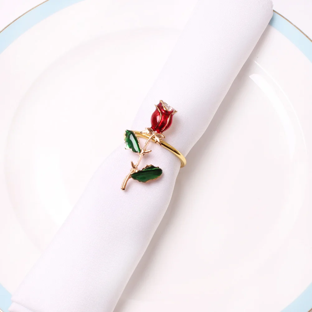 

4 Pcs Napkin Ring Banquet Rings Modern Table Holders Roses Casual Gathering Decorations Dinner Metal Pretty Shaped Exquisite
