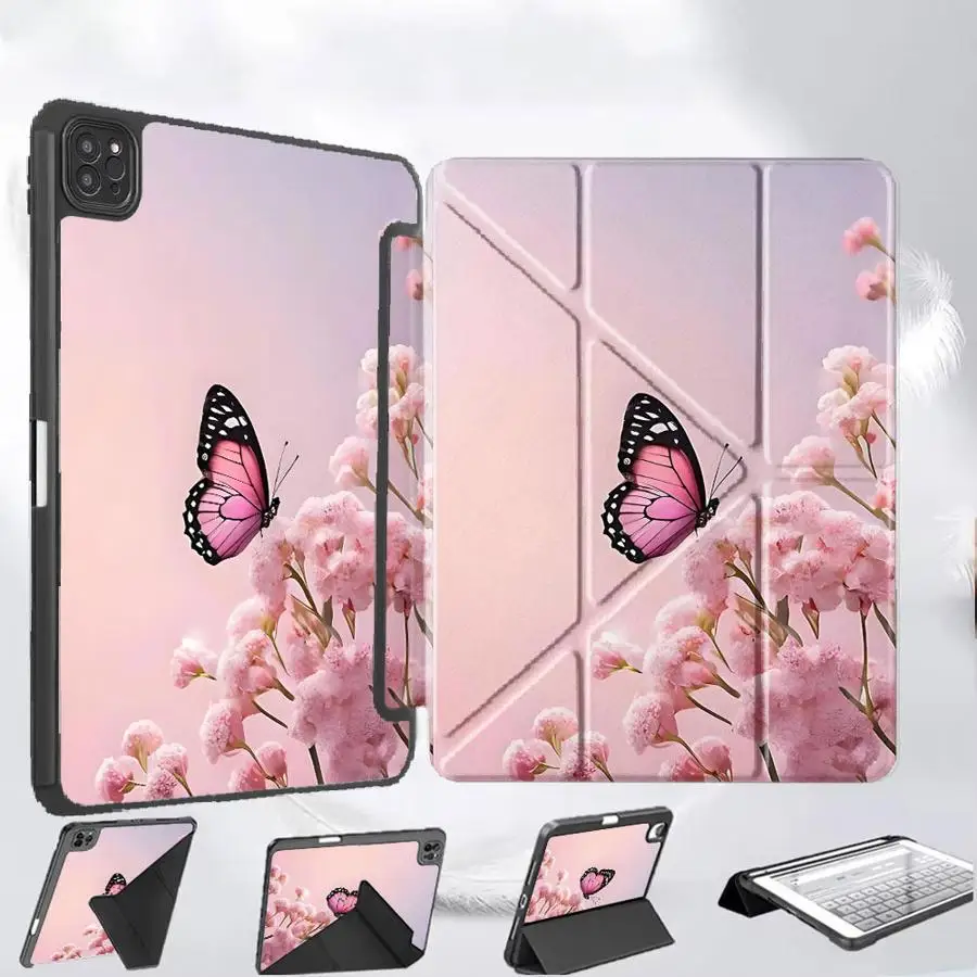 

Holder Cover Tablet Case For iPad Pro 11th 10th 9th 8th 7th 12.9inch Mini 6 7 Air 4 5 M3 M2 M4 11inch Pro 2025 Butterfly Plant