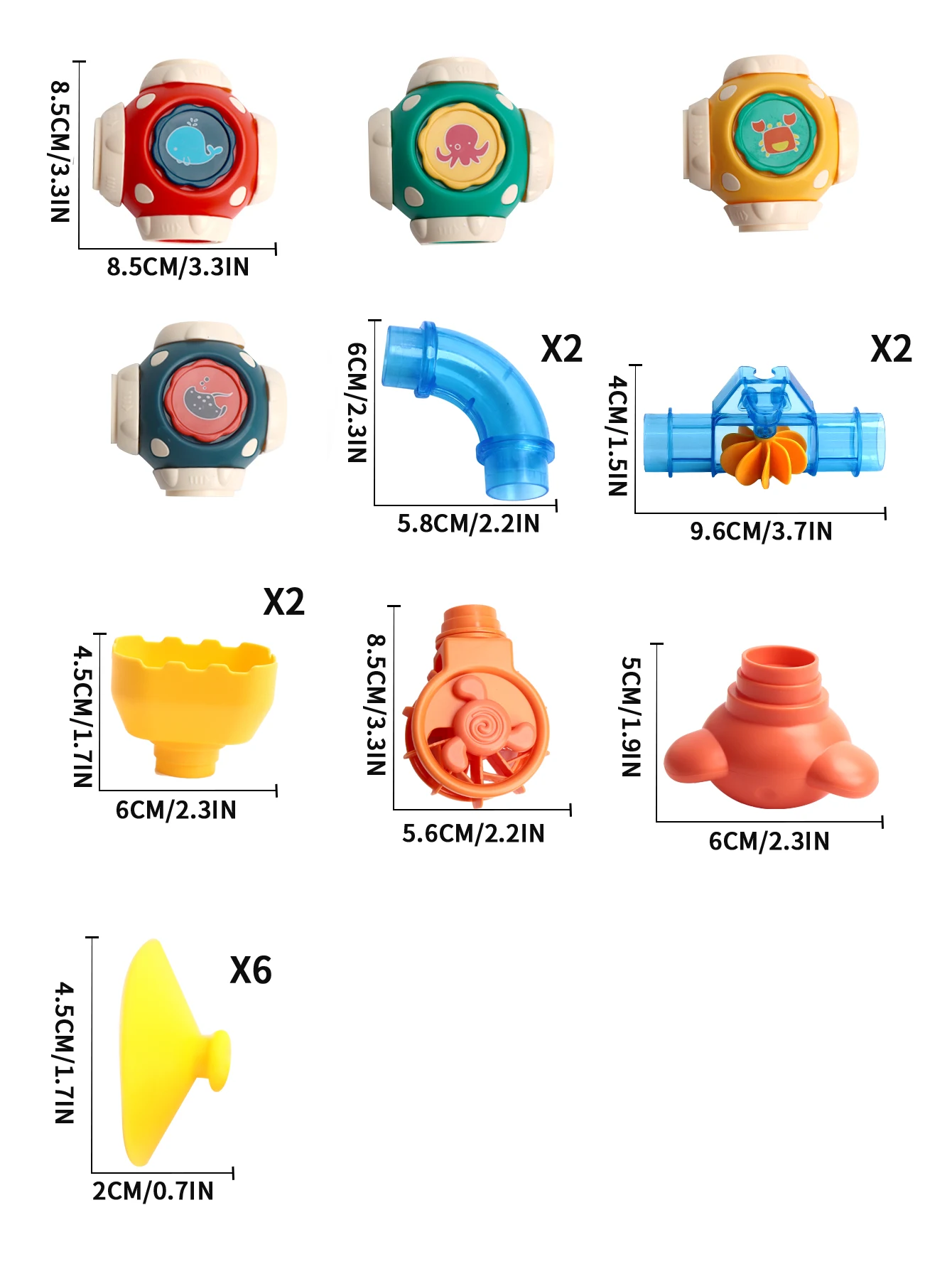 Children's water toys, DIY tub pipe assembly toys with suction cups to absorb smooth objects.