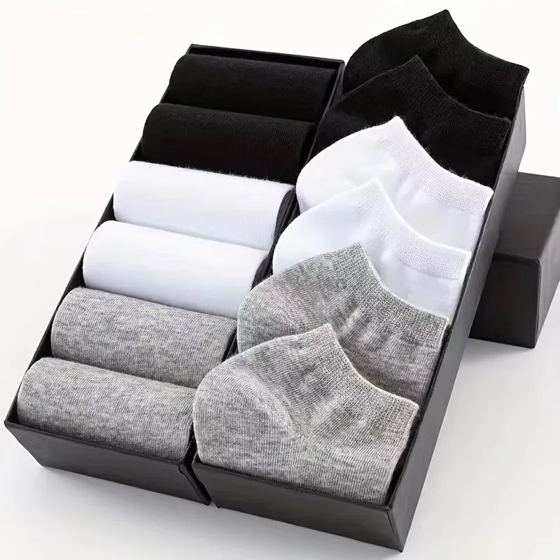 1-20pairs Wholesale Unisex Socks, Breathable Sports Socks, Solid Color Boat Socks, Comfortable Cotton Ankle Socks, White