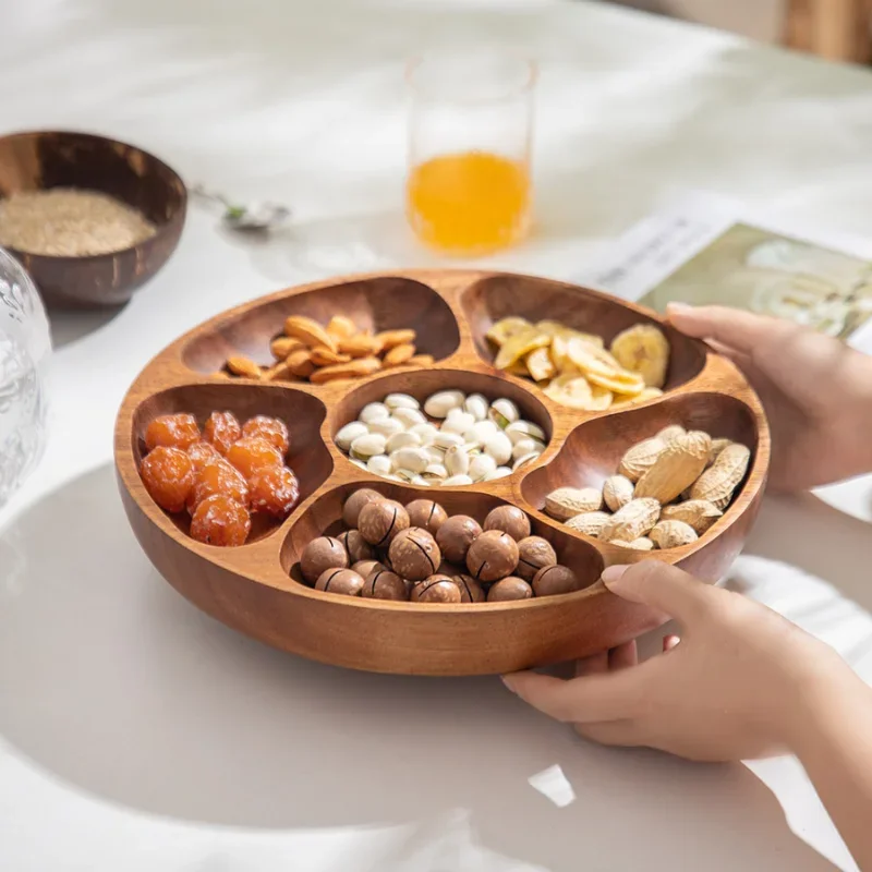 

Obsttablett aus massivem Holz für den Haushalt, Wohnzimmer-Teetisch, Snackschale, Nuss-Organizer-Box, chinesisches Aufbewahrungs