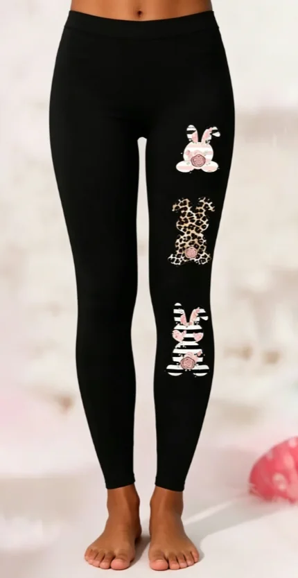 Vacation style leggings with a high waist that fits snugly around the legs, women's leggings