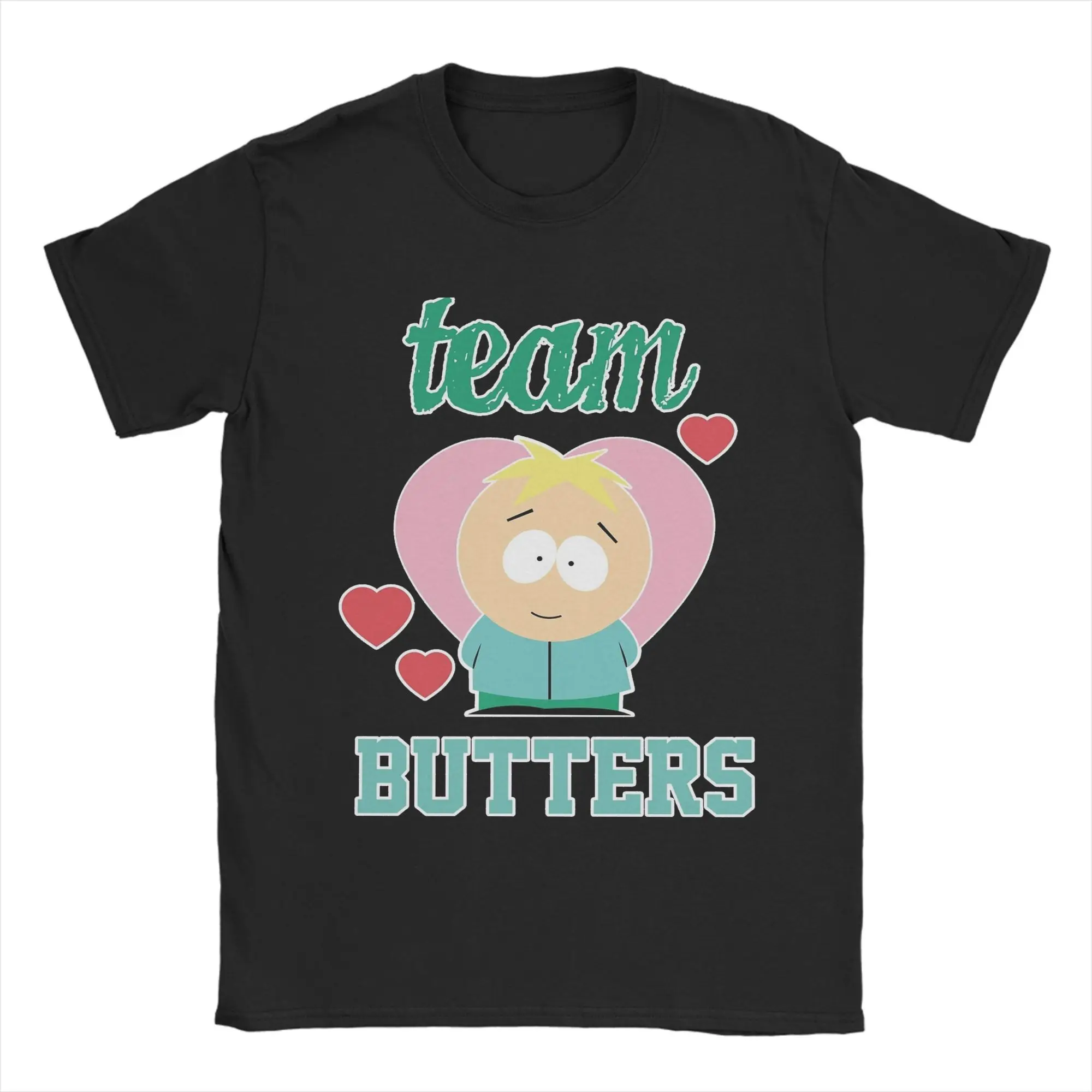 

Мужская и женская футболка Souths Parks TEAM BUTTERS, топы из чистого хлопка, забавная футболка с коротким рукавом и круглым воротником, футболки больших размеров