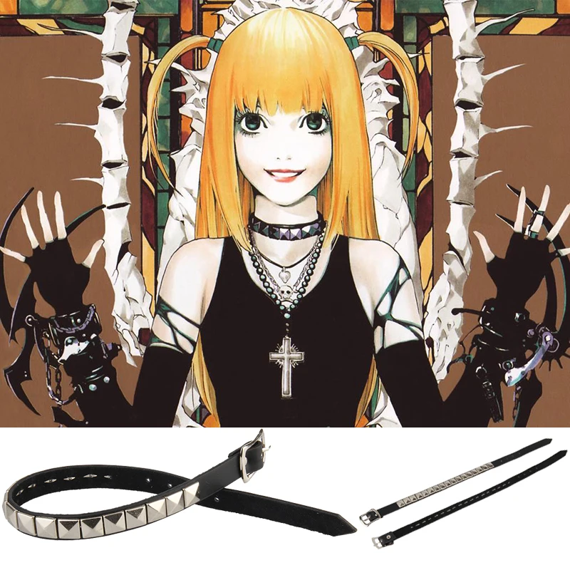 Girls Women Choker Necklace Cosplay Props Necklaces Jewelry Anime Amane Misa Same Design Leather Necklace Accessories