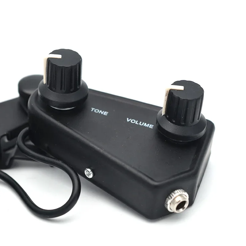 12-hole Acoustic Guitar Sound Hole Pickup Tone Volume knob With 3.5 to 6.5 Cable Black