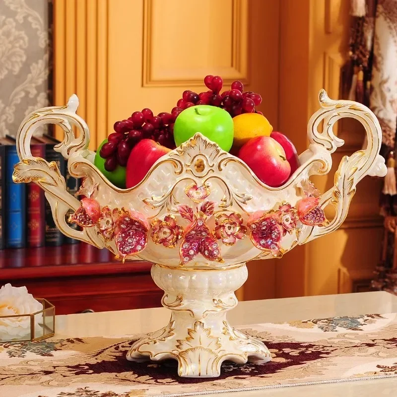 European ceramic fruit plate large luxury creative modern home living room coffee table decorative ornament fruit basin practica