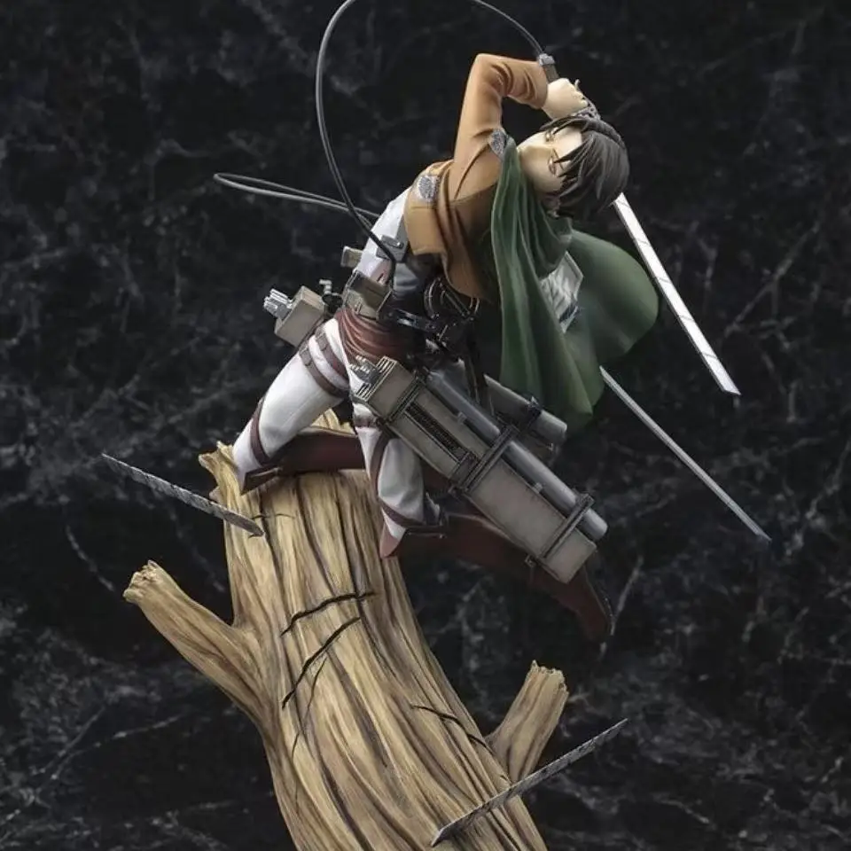 attack-on-titan-levi-ackerman-with-tree-stump-base-pvc-24cm-984-inch-anime-model-desktop-ornament-fan-gift