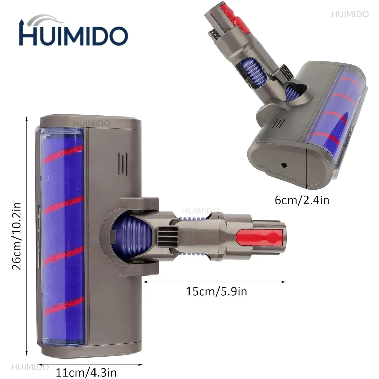 Vacuum Head Compatible with Dyson V15 V11 V10 V8 V7 SV12 SV14 Soft Roller Brush for Hardwood Floors Quick-Release