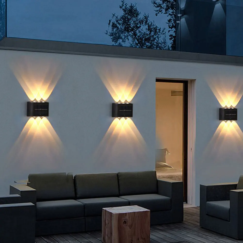 

Solar Wall Lights Outdoor Waterproof Garden Lamp Fence Black Abs Wall mounted Auto On OffGarden Lighting Solar Powered