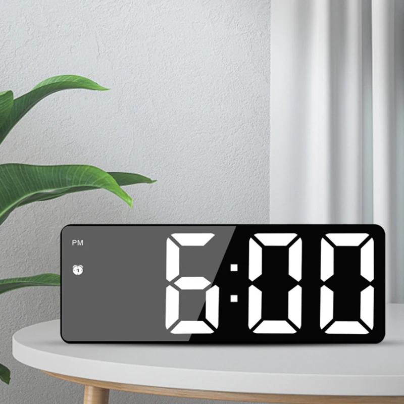 Simple Style Digital Clock LED Alarm Clock Bedroom Electronic Desktop Clock With Temperature Display Adjustable Brightness 12/24