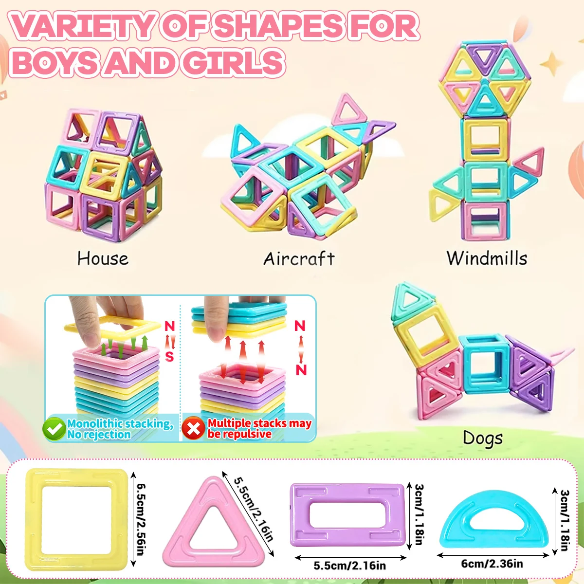 STEM 교육용 자기 빌딩 블록 소년 & 소녀 참여 자석 세트 어린이를위한 크리 에이 티브 개발 장난감 선물