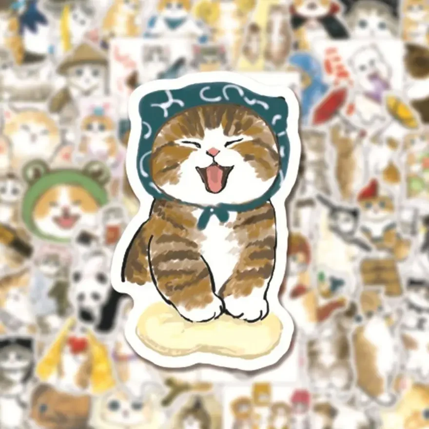 

Kawaii Mofusand Ins Painting Style Sticker Shark Kitty Handbook DIY Cartoon Material Anime Sticker Girl Decoration Cartoon Toy