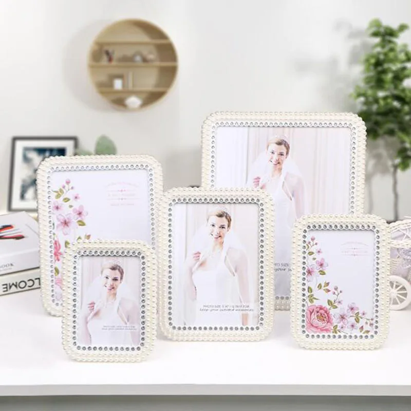 

European Style Resin Pearl Decorated Wedding Photo Frame 6 Inch 7Inch Desktop Display Ornaments Picture Frame Home Decor