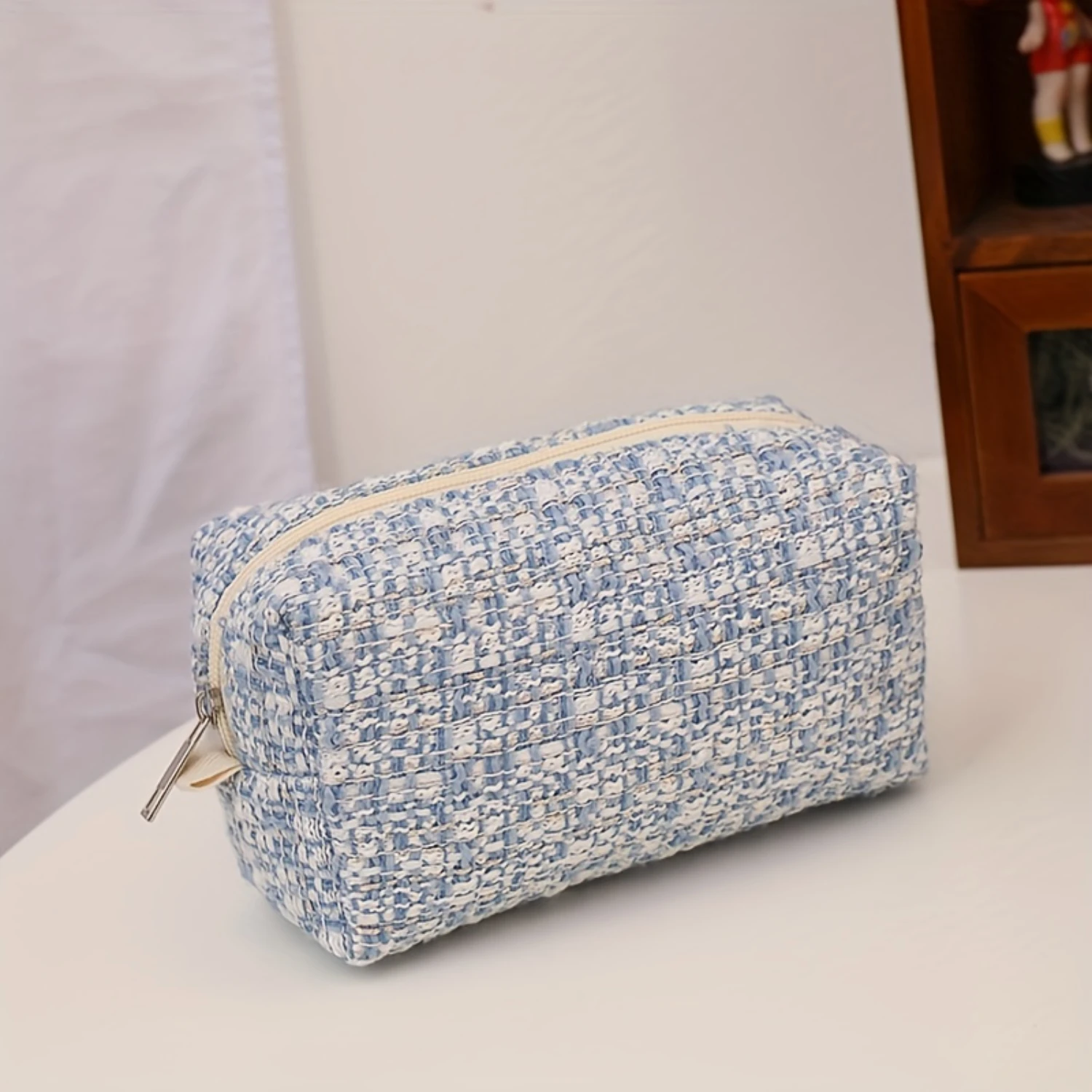 Lattice Pattern Cosmetic Bag, Portable Zipper Toiletry Bag, Perfect Makeup  Bag