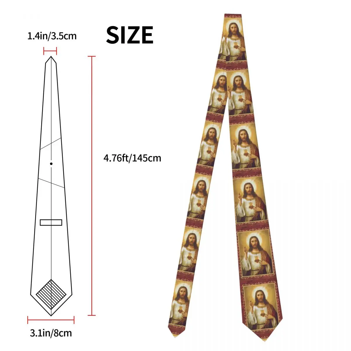 Sacred Heart Of Jesus Tie Catholic Business Neck Ties Classic Casual Neck Tie For Men Custom Collar Tie Necktie Birthday Gift