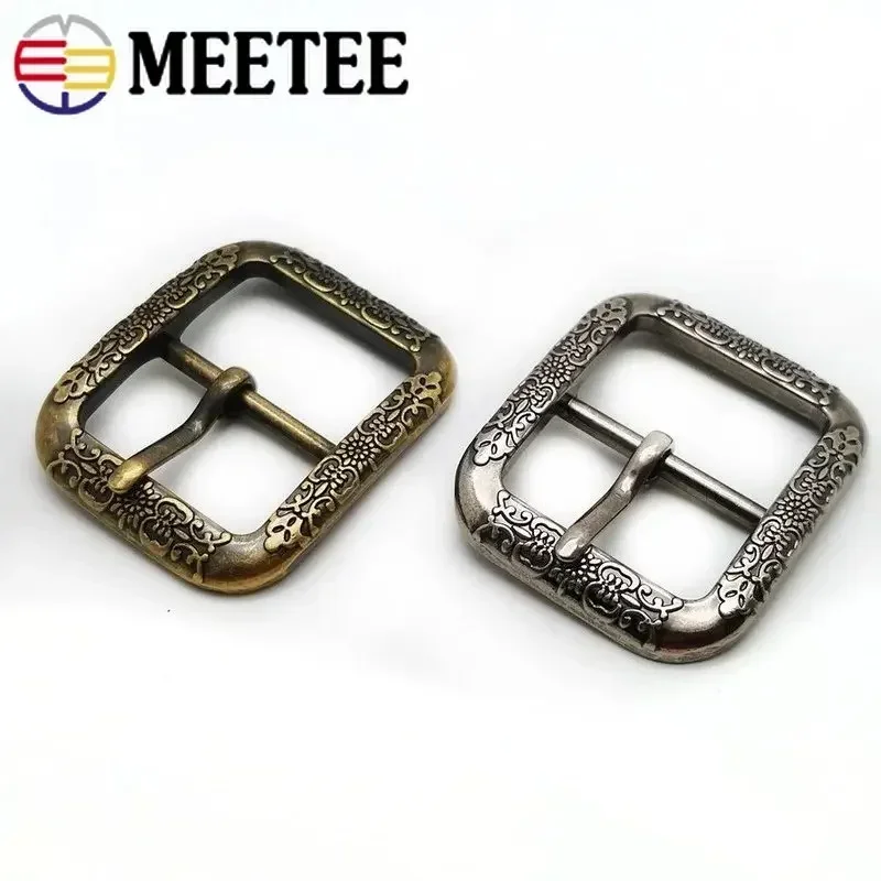 

Meetee 2/5Pcs 20/35mm Vintage Ancient Silver Brass Belt Buckles Metal Pin Buckle Head Leather Band Clasp Decoration Accessories