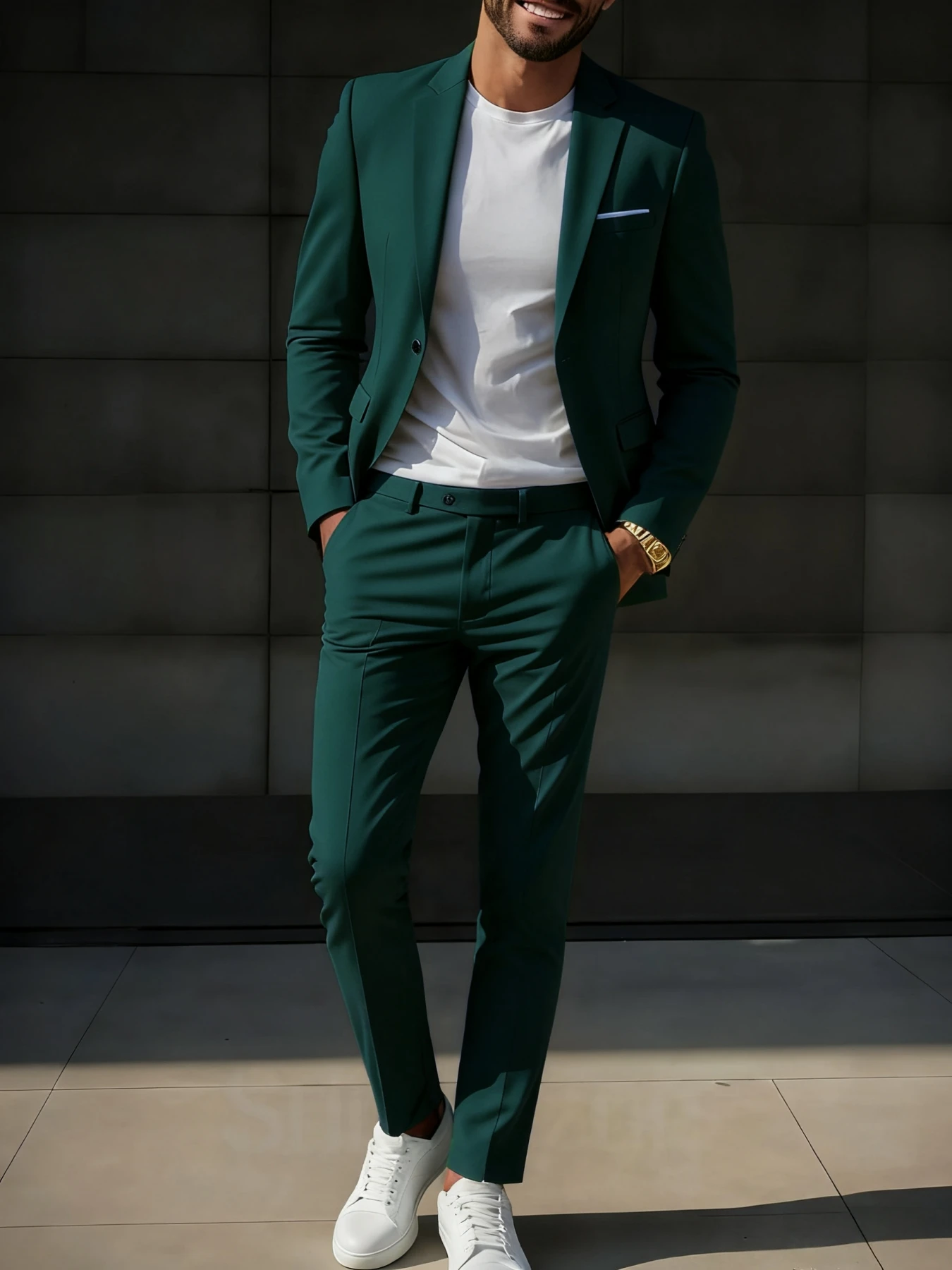 

2pcs Men's Business Casual Suit Set, Jacket And Trousers, Versatile for Office, Wedding, Party And Banquet