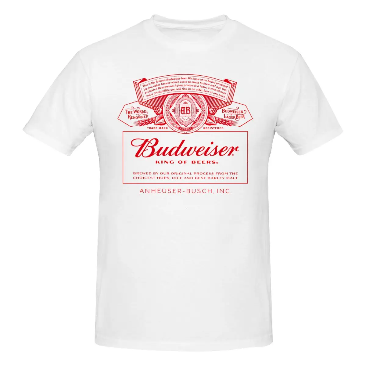 Budweiser Trendy T-Shirt Male Oversize Heavy All Match Cotton Male Streetwear High Street Half Tops Tees