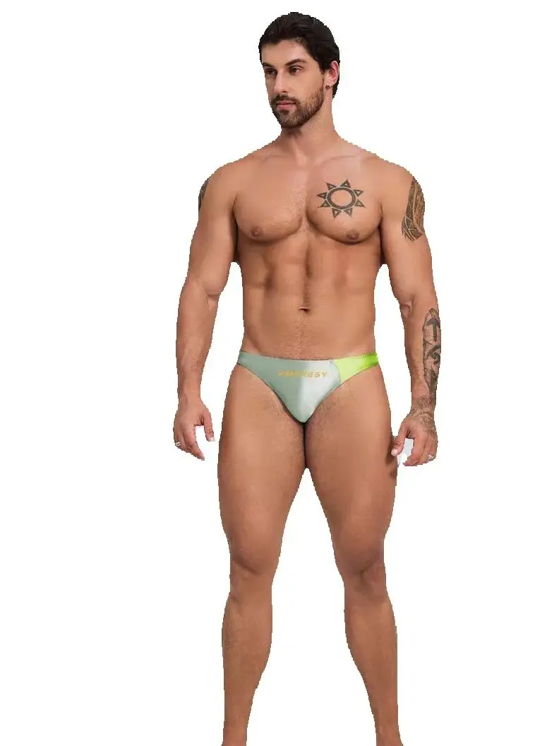 know dream Costume da bagno triangolare comodo sportivo sexy a vita ultra bassa con blocchi di colore da uomo