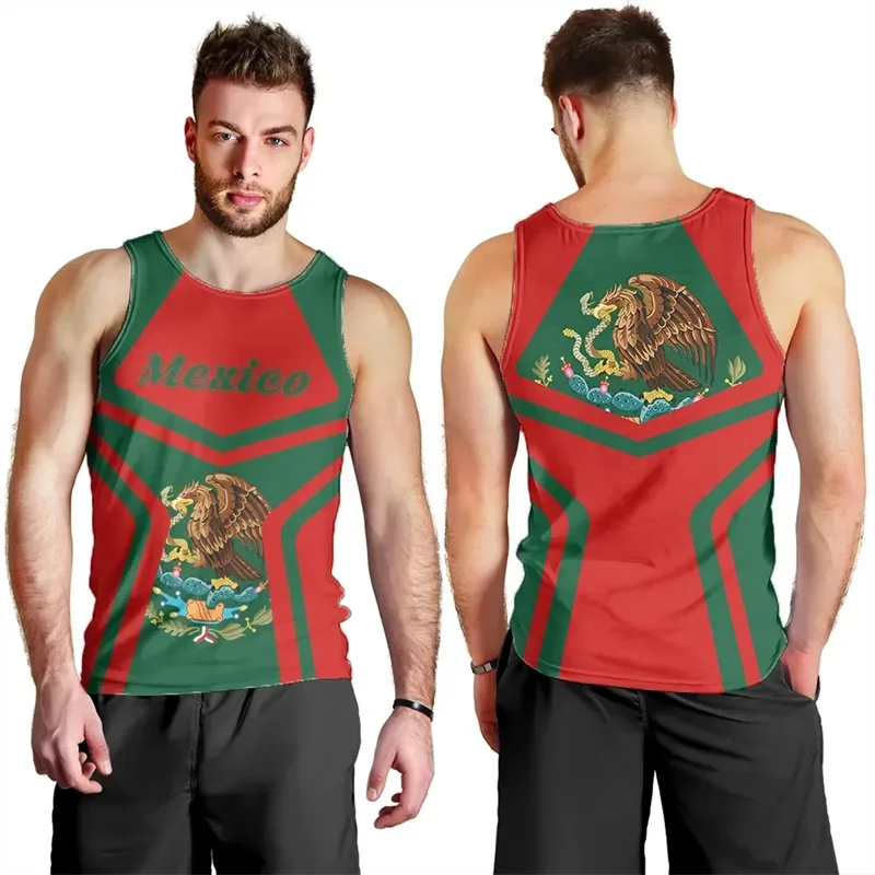 Immagine 5: Messico Flag Map 3D Printed Beach Tank Top per uomo abbigliamento Aztec Warrior Eagle quetzincalatl Vest National Emblem gilet maschile